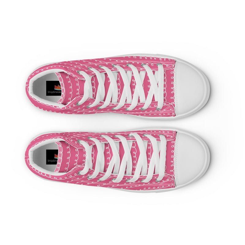 Pink Aztec High Top #126 - Lifestyle Shot | HA!LO Canvas Sneakers