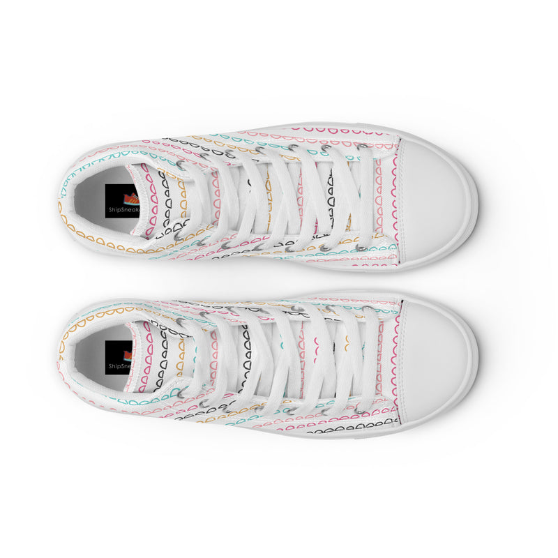 Pink Stitch Row High Top #128 - Lifestyle Shot | HA!LO Canvas Sneakers