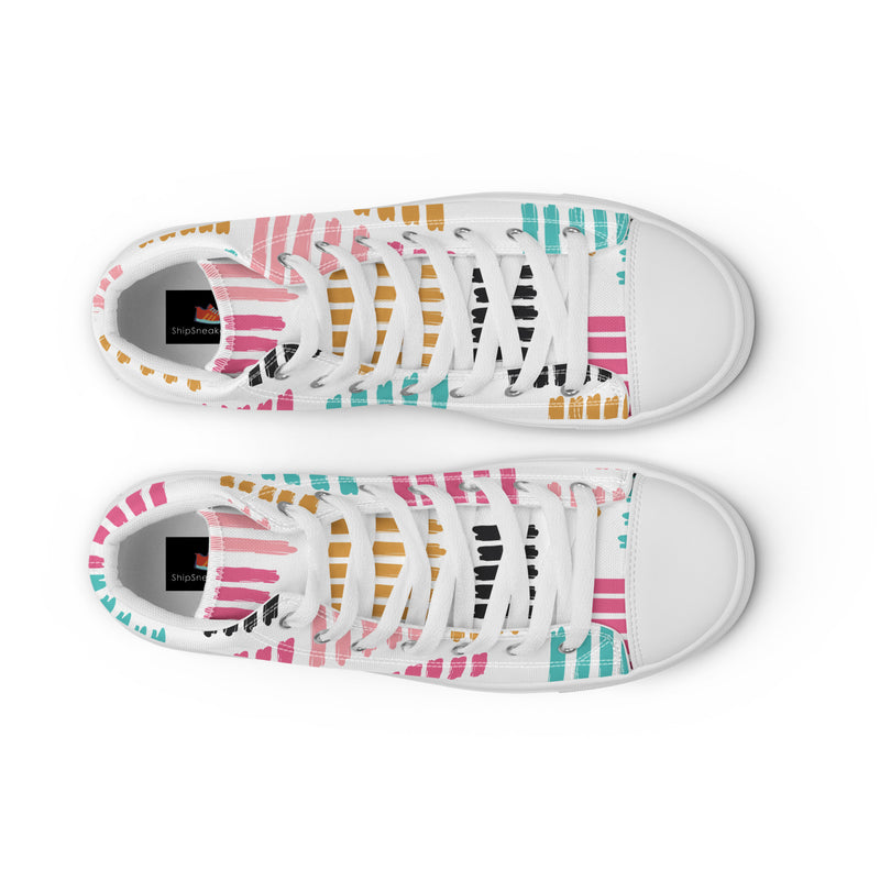 Pastel Stripe High Top #132 - Lifestyle Shot | HA!LO Canvas Sneakers