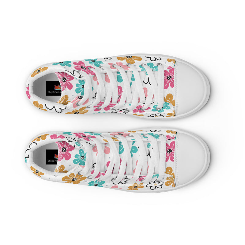 Retro Flower High Top #133 - Lifestyle Shot | HA!LO Canvas Sneakers