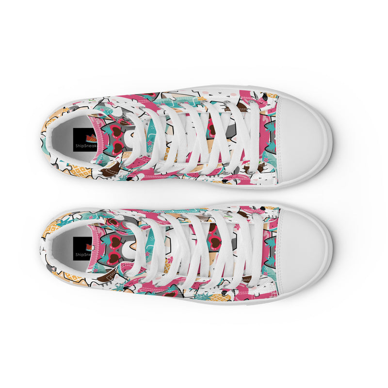 Cat Party High Top #142 - Lifestyle Shot | HA!LO Canvas Sneakers