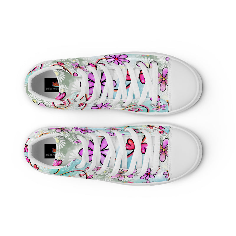 Spring Daisy High Top #152 - Lifestyle Shot | HA!LO Canvas Sneakers