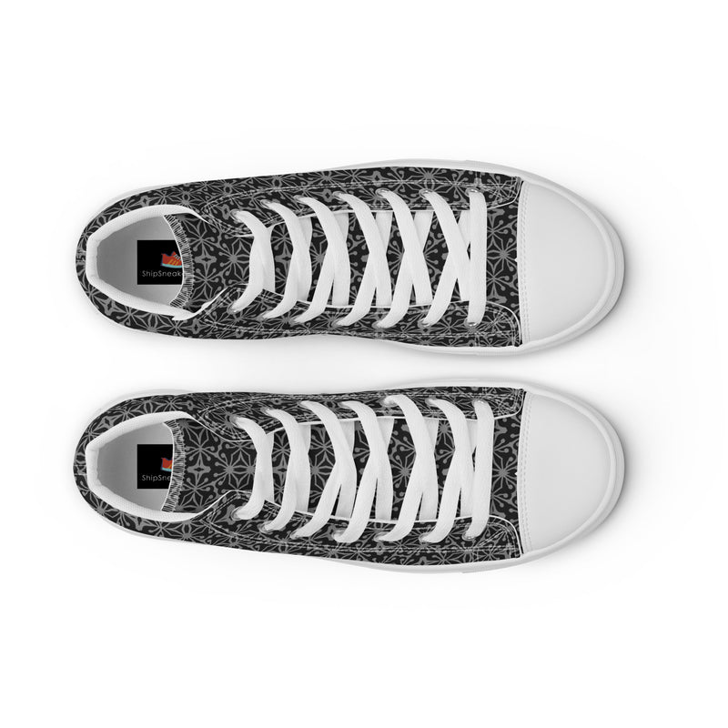 Black Lace High Top #177 - Lifestyle Shot | HA!LO Canvas Sneakers