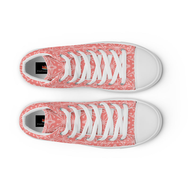 Coral Geometric High Top #180 - Lifestyle Shot | HA!LO Canvas Sneakers