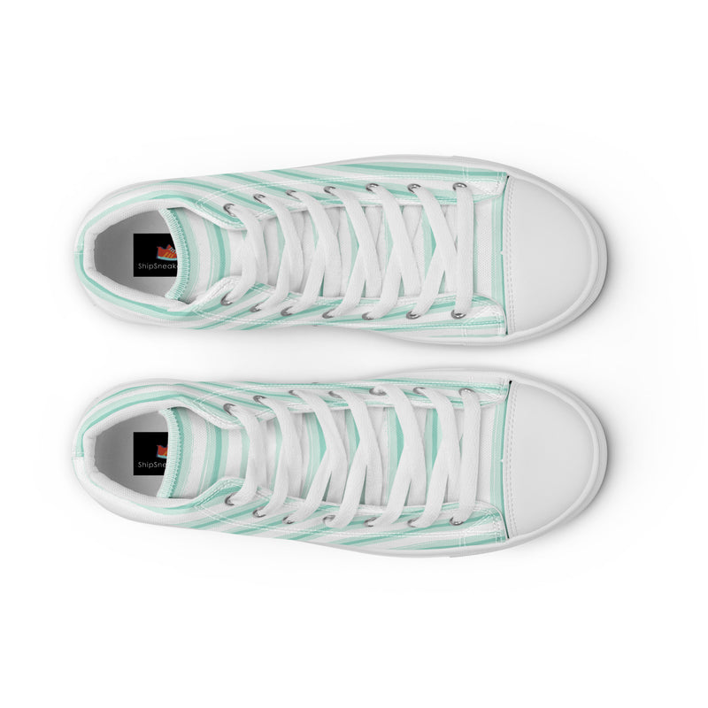 Seafoam Stripe High Top #186 - Lifestyle Shot | HA!LO Canvas Sneakers