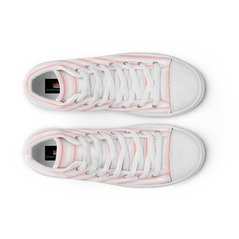 Coral Stripe High Top #188 - Additional View | HA!LO Canvas Sneakers