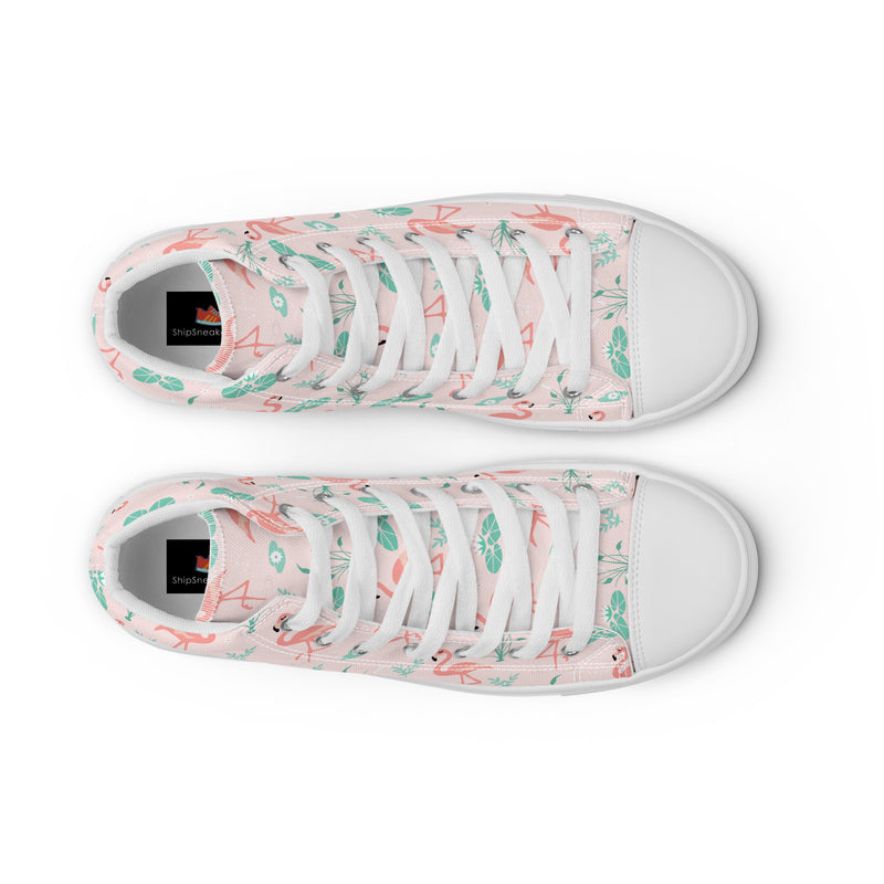 Pink Flamingo High Top #183 - Front View | HA!LO Canvas Sneakers