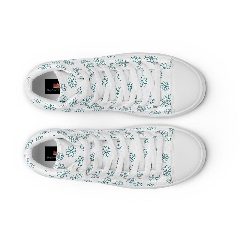 Blue Snowflake High Top #201 - Lifestyle Shot | HA!LO Canvas Sneakers