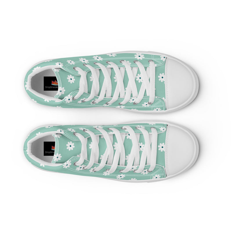 Mint Daisy High Top #203 - Lifestyle Shot | HA!LO Canvas Sneakers