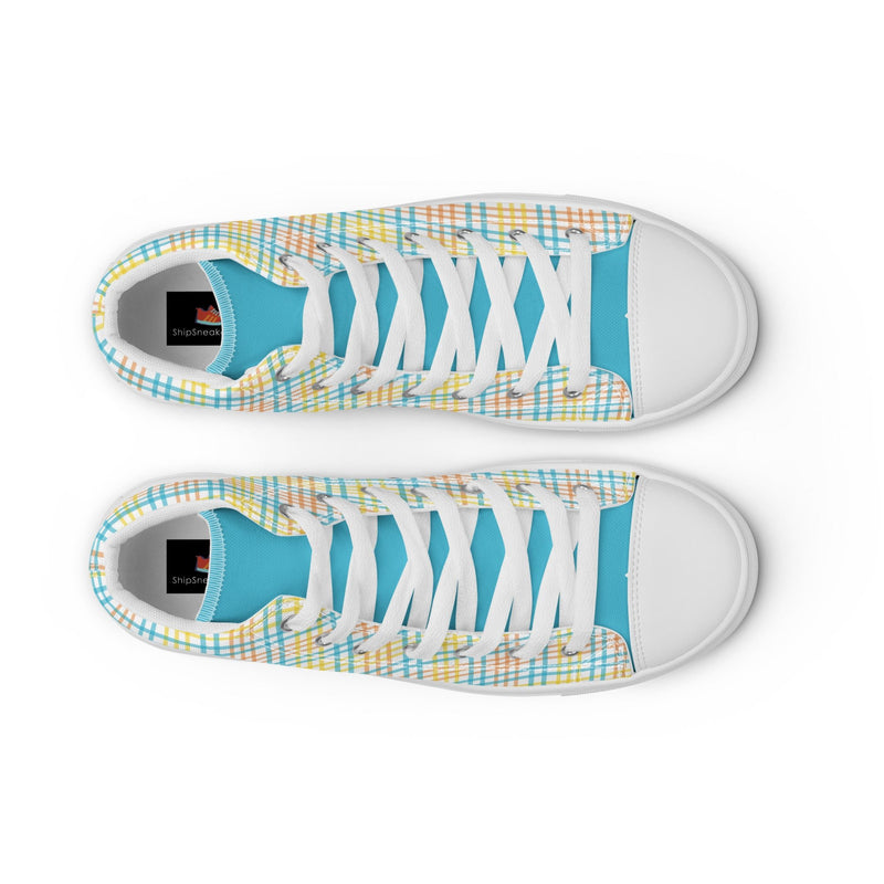 Pastel Plaid High Top #224 - Lifestyle Shot | HA!LO Canvas Sneakers