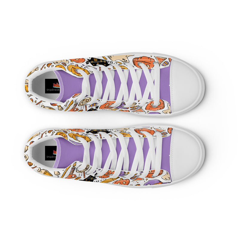 Pumpkin Cat High Top #233 - Lifestyle Shot | HA!LO Canvas Sneakers