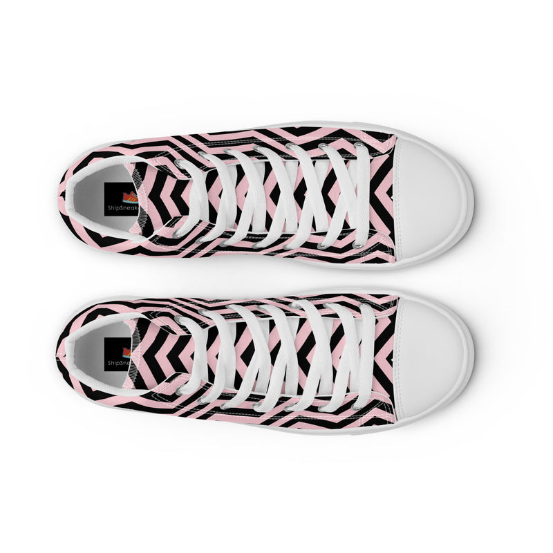 Pink Chevron High Top #239 - Lifestyle Shot | HA!LO Canvas Sneakers
