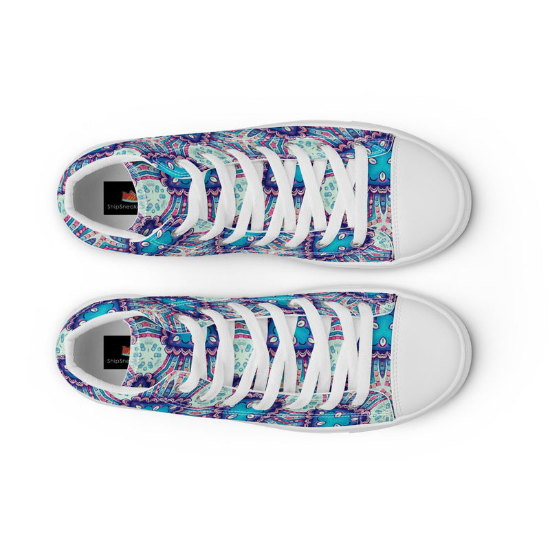 Blue Mandala High Top #252 - Lifestyle Shot | HA!LO Canvas Sneakers
