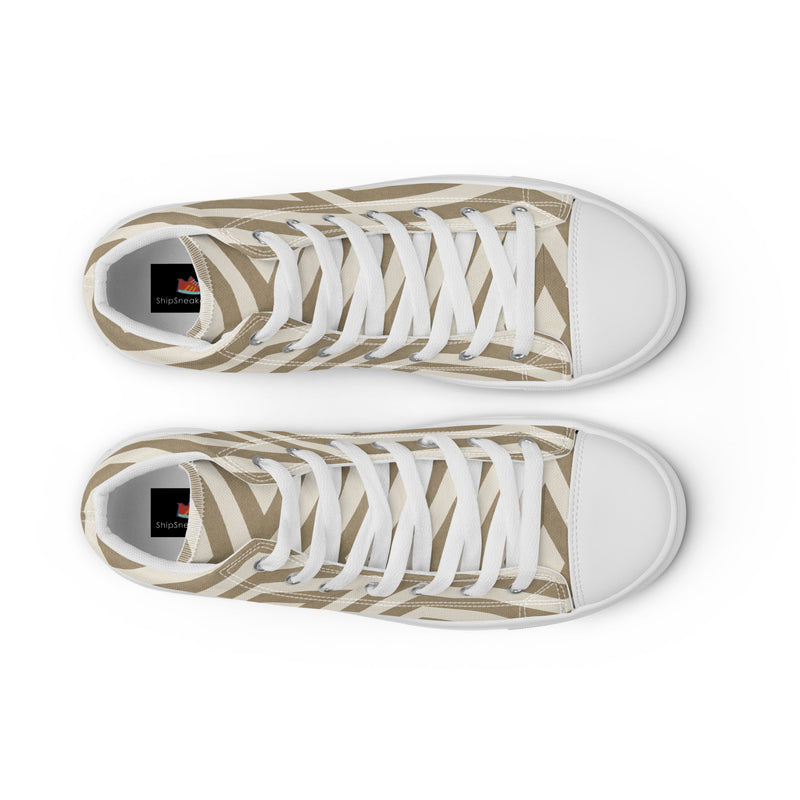 Tan Chevron High Top #290 - Close Up Detail | HA!LO Canvas Sneakers
