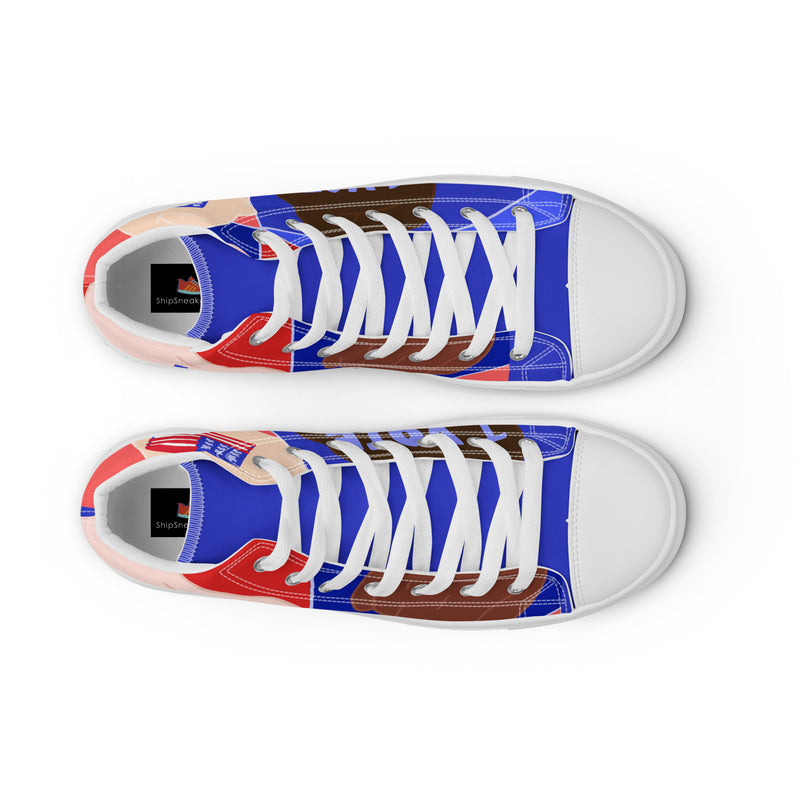 Vote Blue High Top #291 - Lifestyle Shot | HA!LO Canvas Sneakers