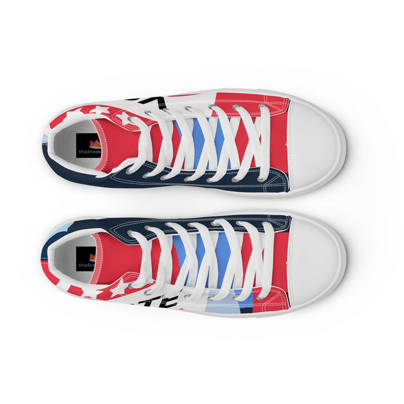 Vote Red High Top #296 - Lifestyle Shot | HA!LO Canvas Sneakers