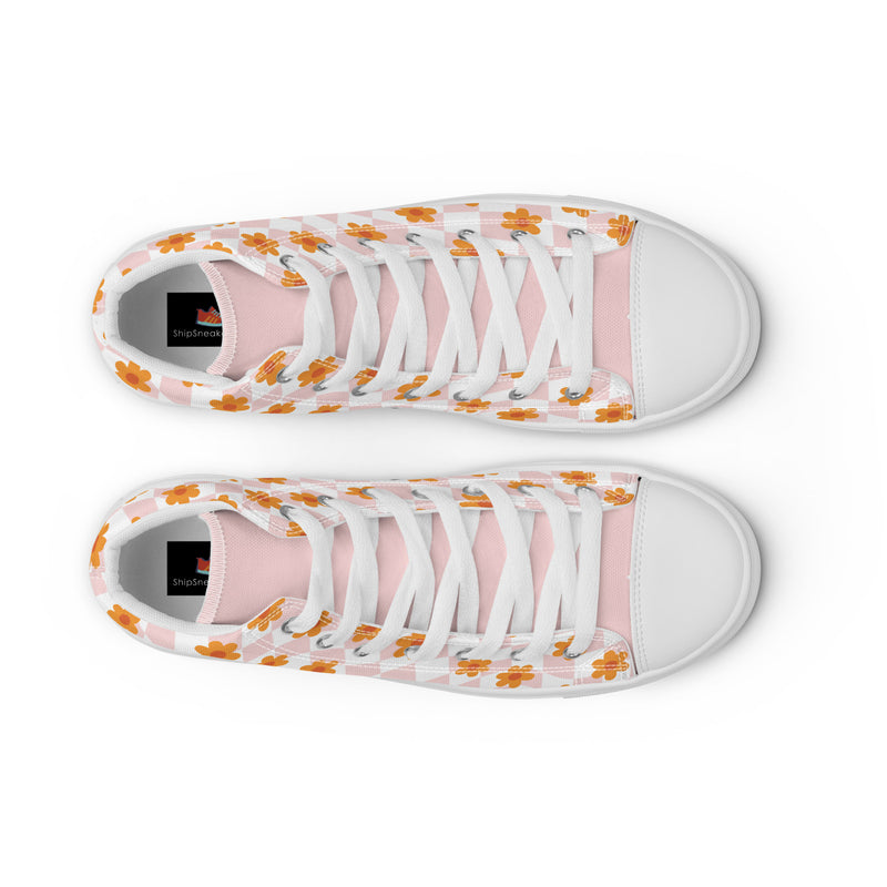 Orange Daisy High Top #301 - Lifestyle Shot | HA!LO Canvas Sneakers