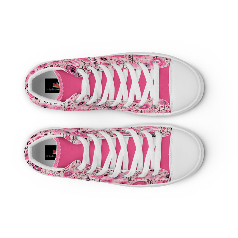 Pink Valentine Mix High Top #314 - Angled View | HA!LO Canvas Sneakers