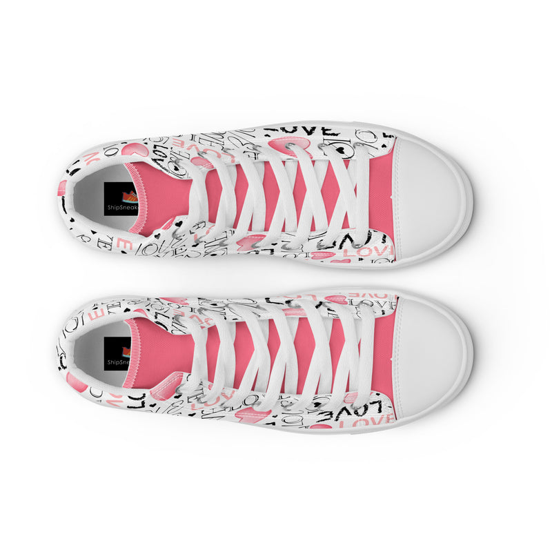 Love Letter High Top #317 - Angled View | HA!LO Canvas Sneakers