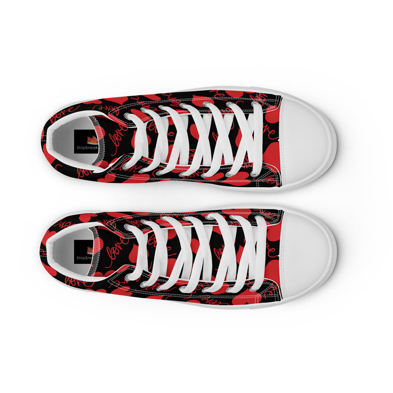 Valentine Heart High Top #318 - Angled View | HA!LO Canvas Sneakers