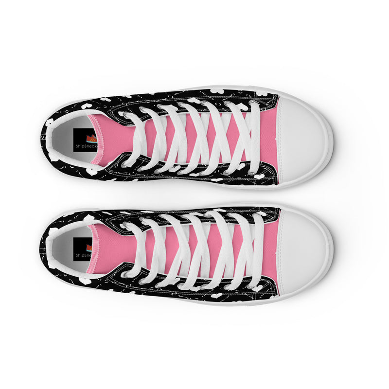 Pink Heart High Top #319 - Angled View | HA!LO Canvas Sneakers