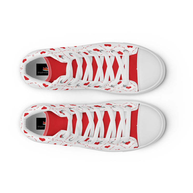 Heart Polka High Top #323 - Angled View | HA!LO Canvas Sneakers
