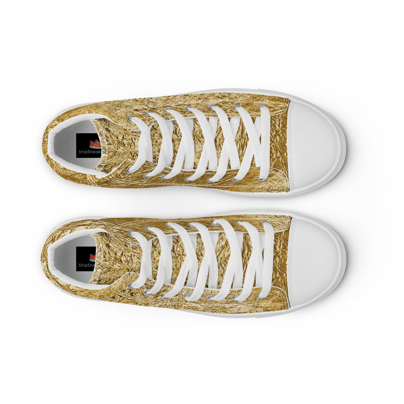 Gold Glitter High Top #325 - Angled View | HA!LO Canvas Sneakers