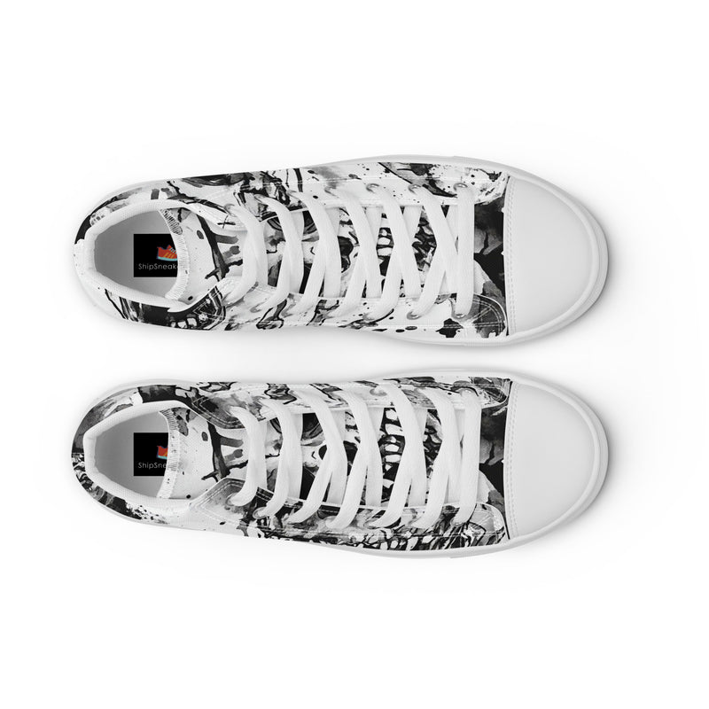 Halloween Skull Splatter High Top #340 - Angled View | HA!LO Canvas Sneakers