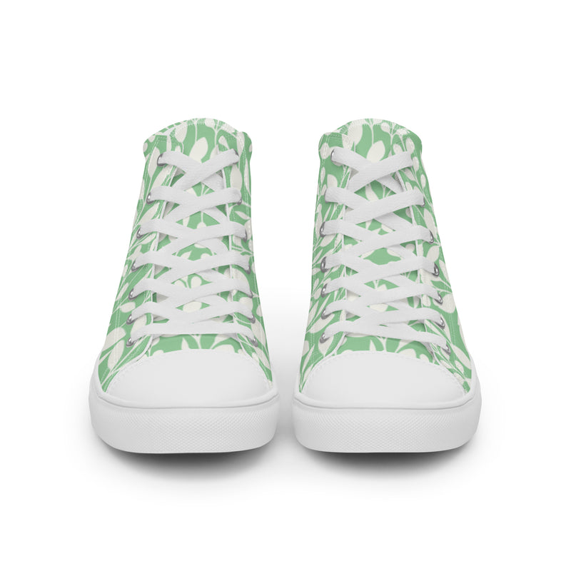 Mint Botanical High Top #7 - Close Up Detail | HA!LO Canvas Sneakers