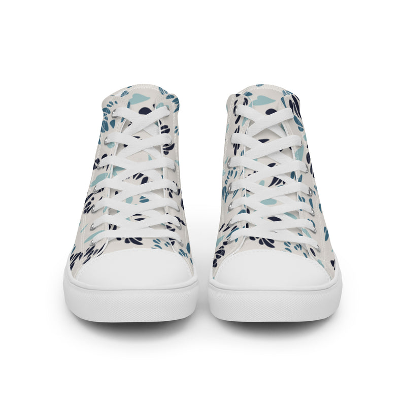 Blue Botanical High Top #17 - Close Up Detail | HA!LO Canvas Sneakers