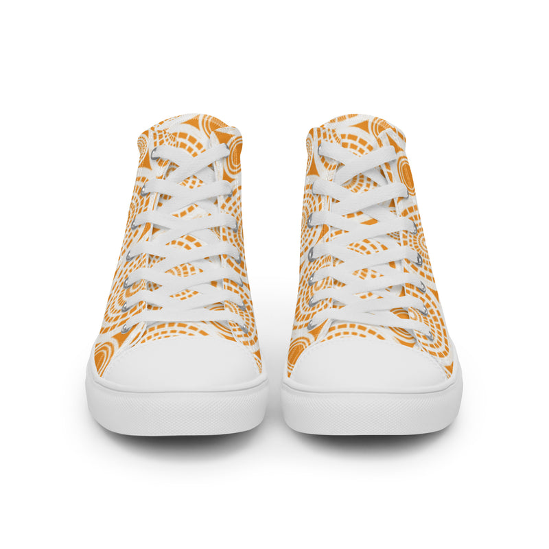 Gold Medallion High Top #34 - Angled View | HA!LO Canvas Sneakers