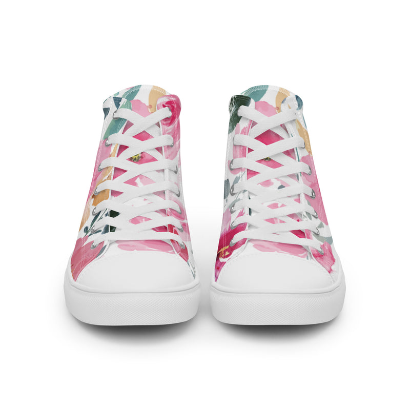 Watercolor Rose High Top #25 - Close Up Detail | HA!LO Canvas Sneakers