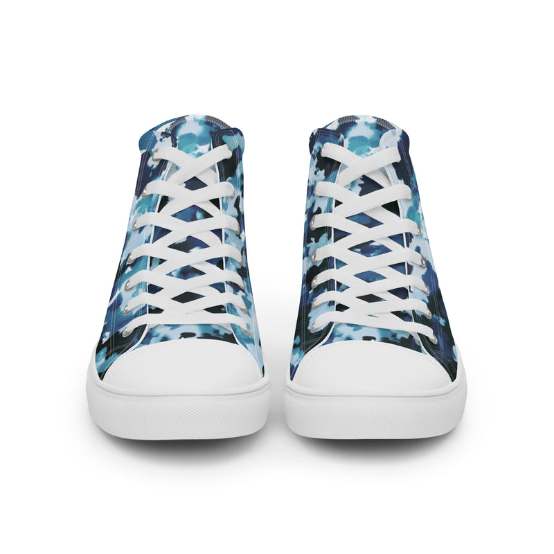Blue Ink Splash High Top #26 - Close Up Detail | HA!LO Canvas Sneakers