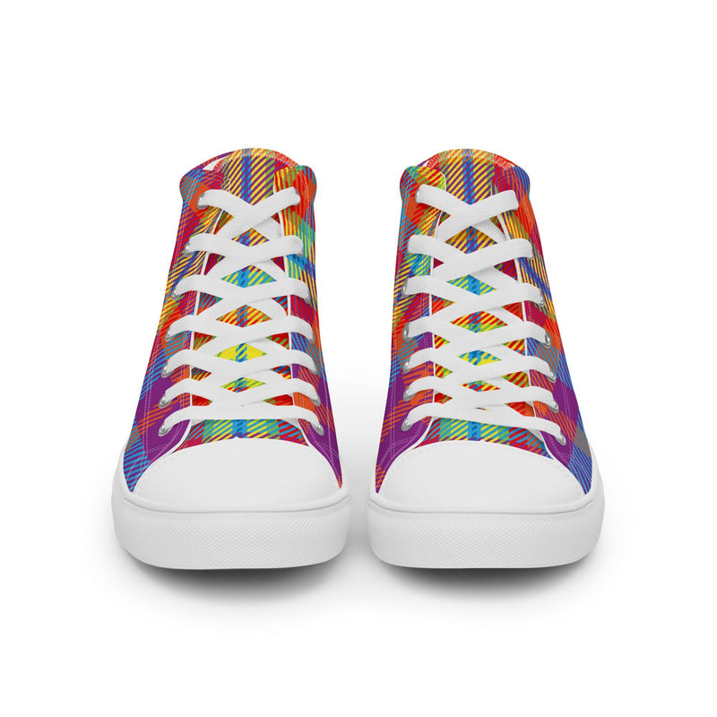 Colorful Tartan High Top #35 - Close Up Detail | HA!LO Canvas Sneakers