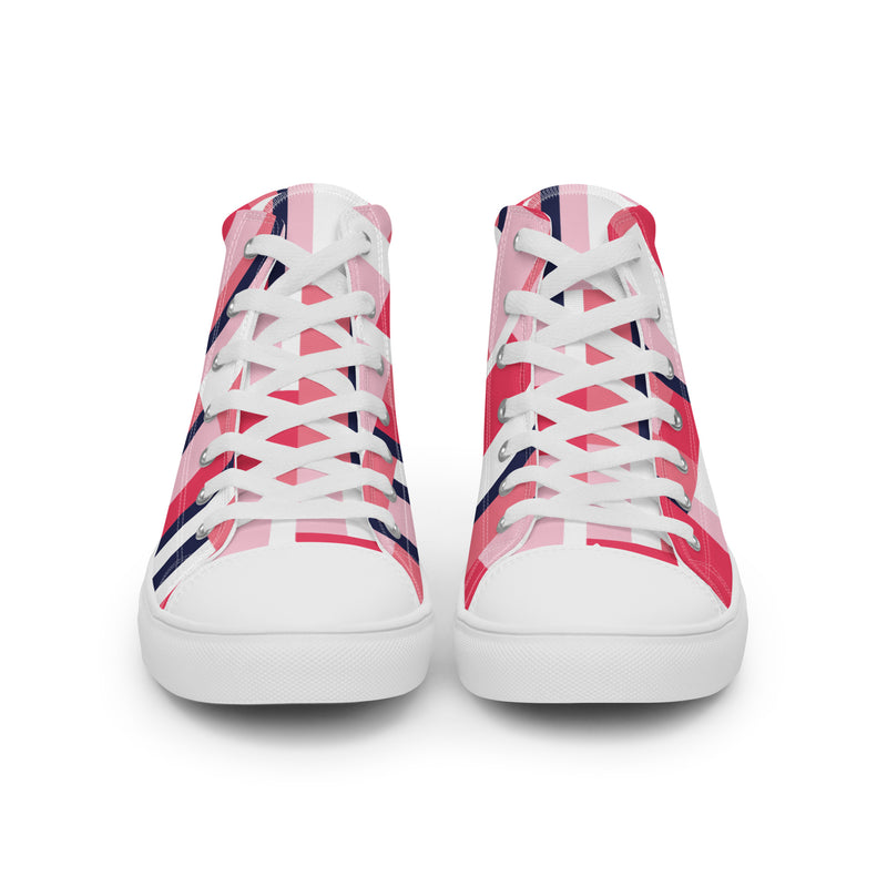 Pink Block High Top #40 - Close Up Detail | HA!LO Canvas Sneakers