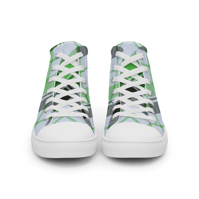 Green Argyle High Top #41 - Close Up Detail | HA!LO Canvas Sneakers