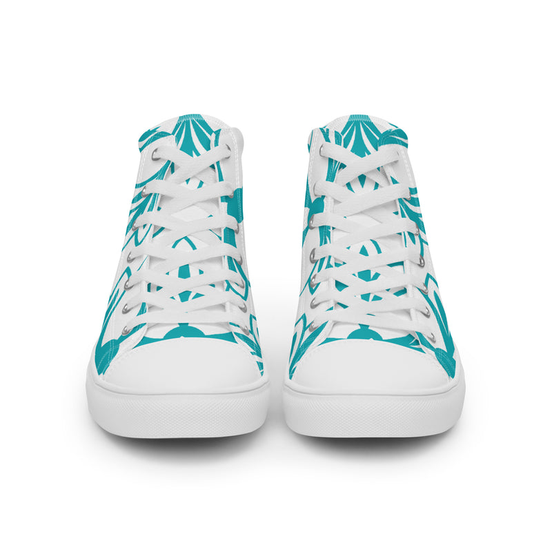 Teal Leaf Art High Top #47 - Close Up Detail | HA!LO Canvas Sneakers