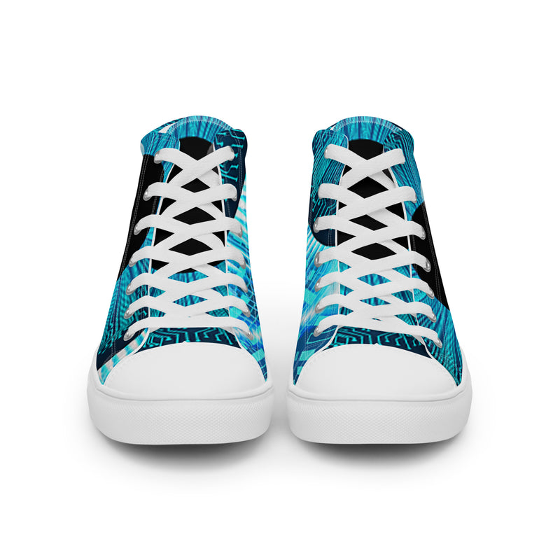Blue Sunburst High Top #49 - Close Up Detail | HA!LO Canvas Sneakers