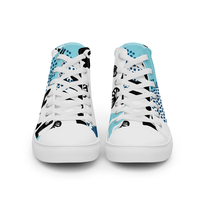 Blue Dot Abstract High Top #57 - Close Up Detail | HA!LO Canvas Sneakers