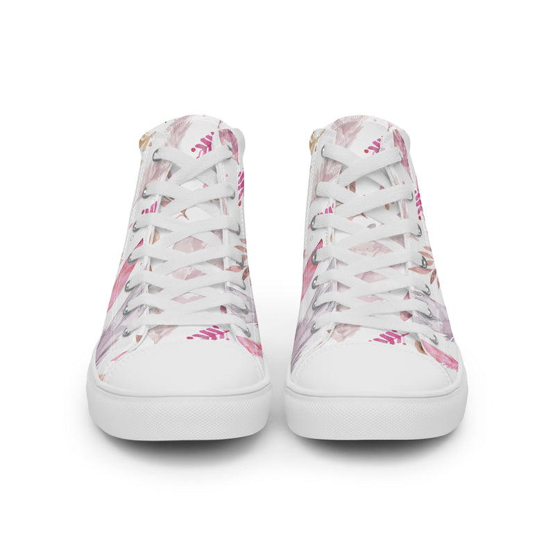 Pink Botanical High Top #68 - Close Up Detail | HA!LO Canvas Sneakers