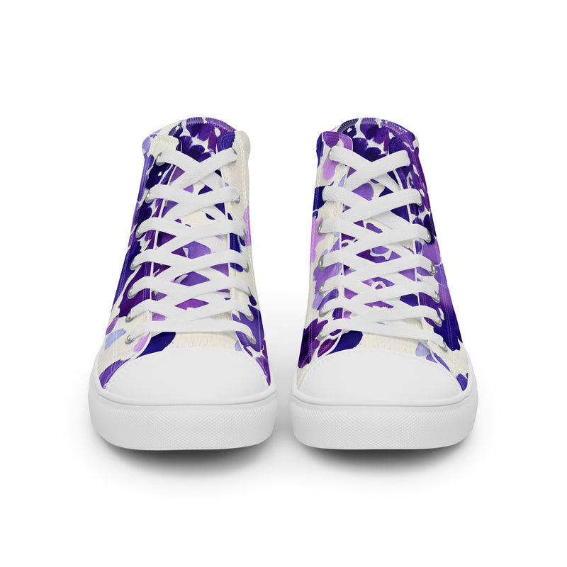 Purple Watercolor High Top #74 - Close Up Detail | HA!LO Canvas Sneakers