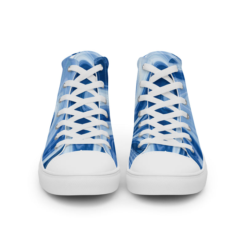 Blue Marble High Top #79 - Close Up Detail | HA!LO Canvas Sneakers