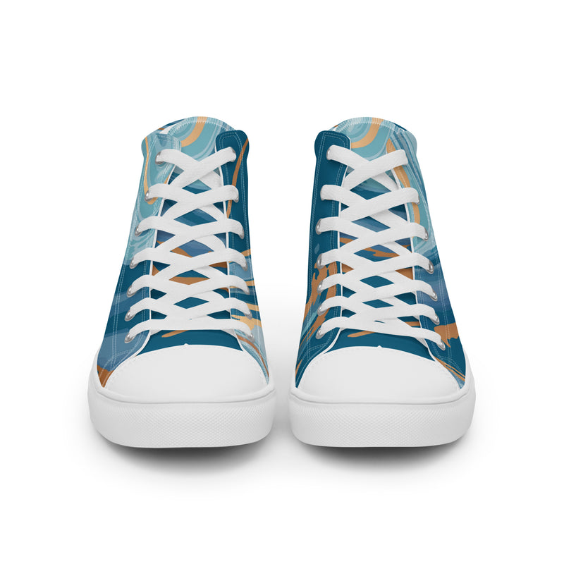Blue Ocean High Top #82 - Close Up Detail | HA!LO Canvas Sneakers