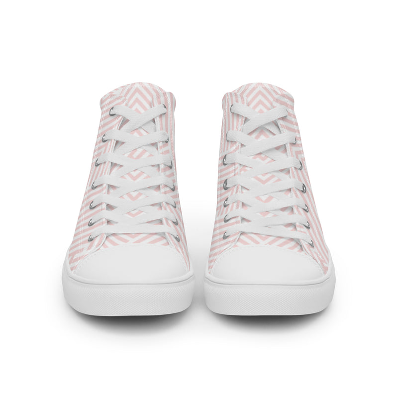 Pink Herringbone High Top #95 - Close Up Detail | HA!LO Canvas Sneakers