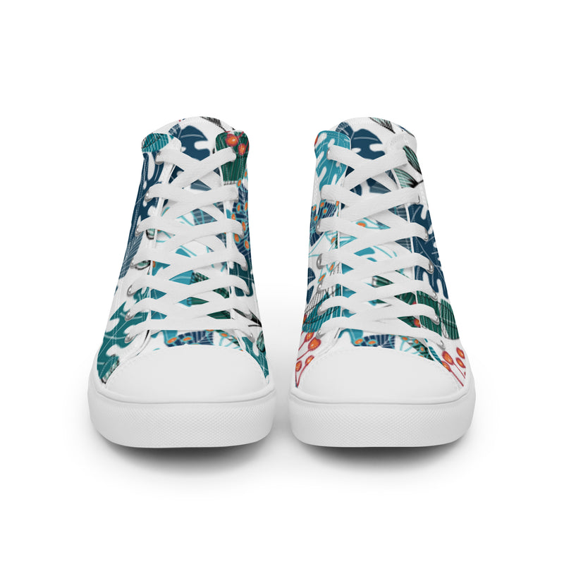 Monstera Palm High Top #96 - Close Up Detail | HA!LO Canvas Sneakers