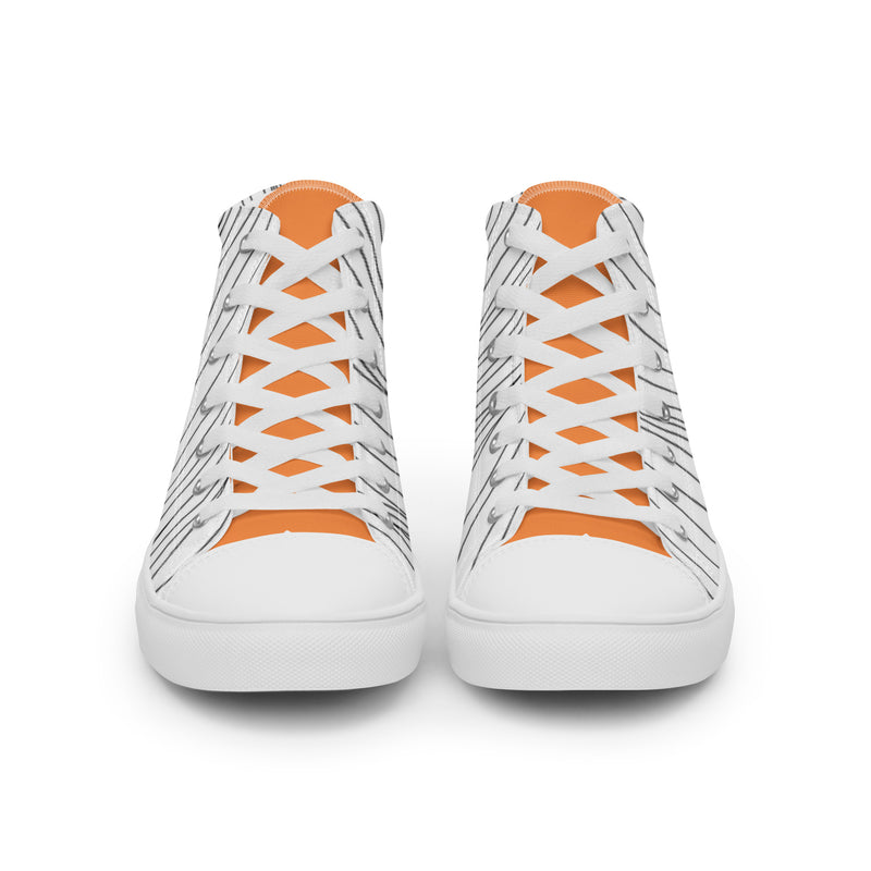 Orange Pinstripe High Top #99 - Close Up Detail | HA!LO Canvas Sneakers