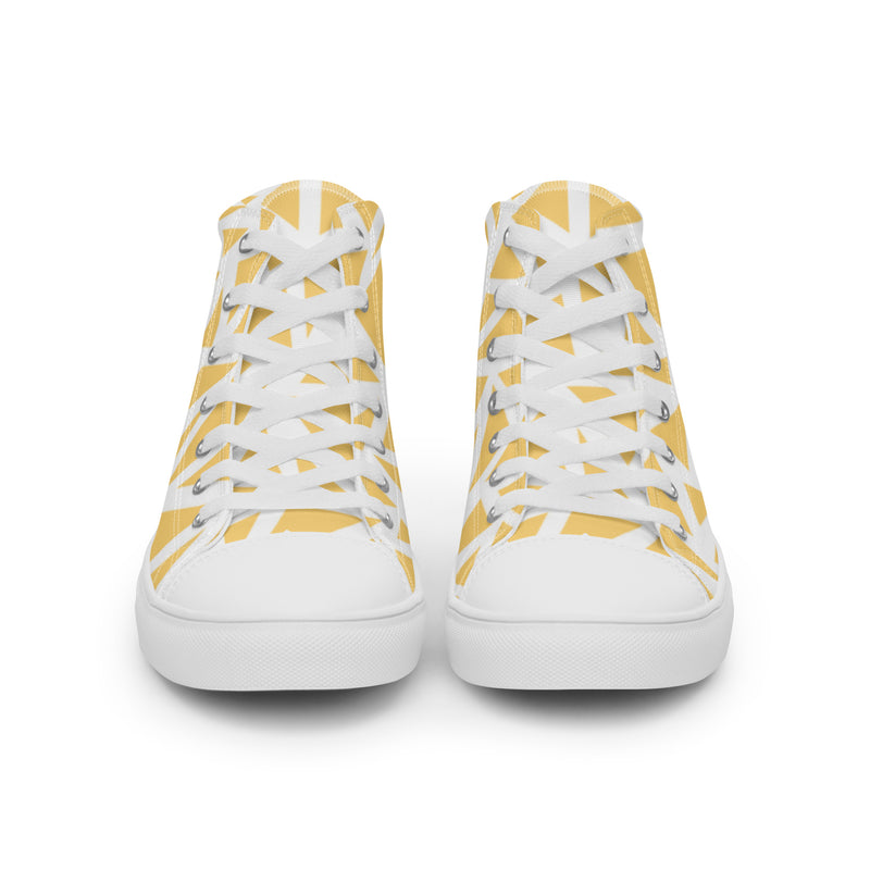 Yellow Triangle High Top #106 - Close Up Detail | HA!LO Canvas Sneakers