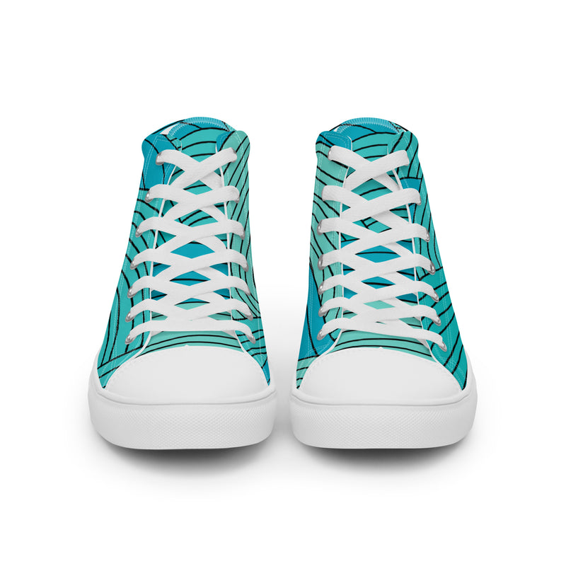 Teal Ribbed High Top #108 - Close Up Detail | HA!LO Canvas Sneakers