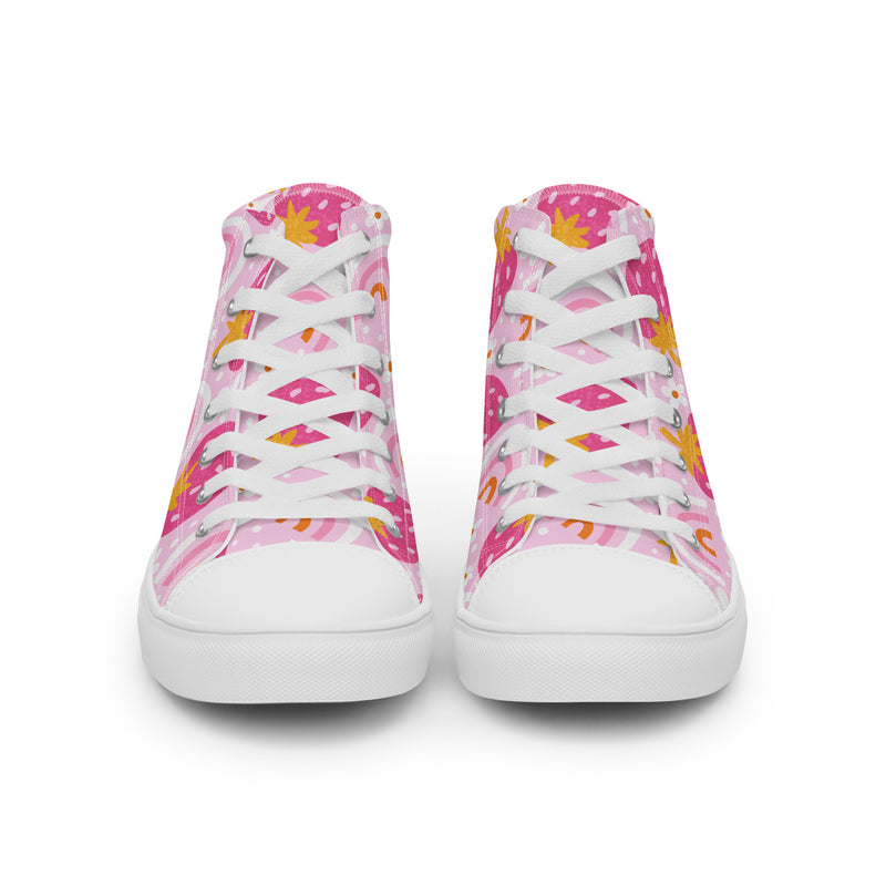 Rainbow Strawberry High Top #122 - Close Up Detail | HA!LO Canvas Sneakers