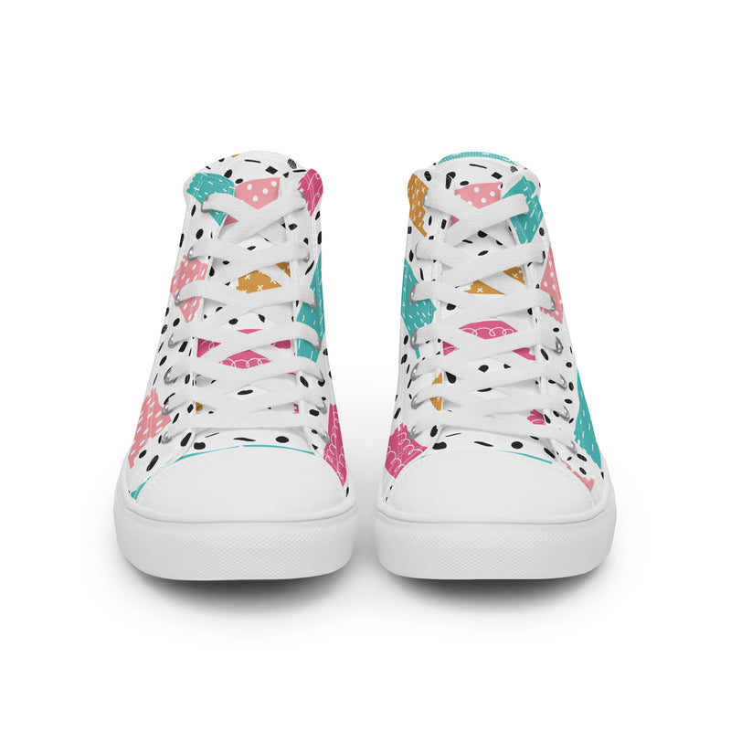 Dalmatian Heart High Top #129 - Close Up Detail | HA!LO Canvas Sneakers